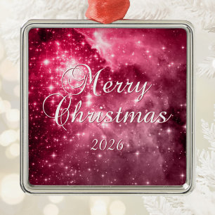 Frambozen Sterren Prettig Kerstfeest Metalen Ornament