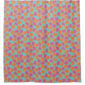 Frambozen Tangerines op Bright Turquoise Blue Douchegordijn (Voorkant)