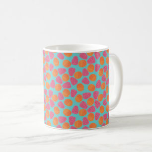 Frambozen Tangerines op Bright Turquoise Blue Koffiemok