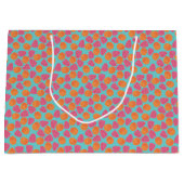 Frambozen Tangerines op Bright Turquoise Blue Large Cadeautasje (Voorkant)