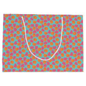 Frambozen Tangerines op Bright Turquoise Blue Large Cadeautasje (Achterkant)