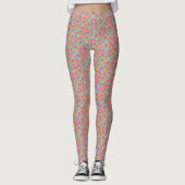 Frambozen Tangerines op Bright Turquoise Blue Leggings (Voorkant)