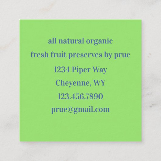 Frambozen Vers Fruit Waterverf Rood Groen Vierkante Visitekaartje (Achterkant)