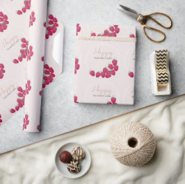 Frambozen Waterverf Happy Valentijn Day Cadeaupapier