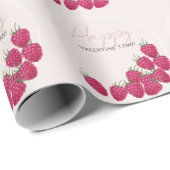 Frambozen Waterverf Happy Valentijn Day Cadeaupapier (Rol Hoek)