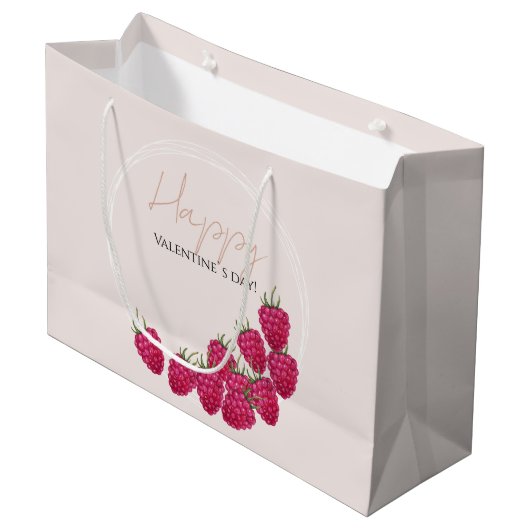 Frambozen Waterverf Happy Valentijn Day Groot Cadeauzakje (Voorkant Gekanteld)