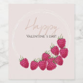Frambozen Waterverf Happy Valentijn Day Wijn Etiket (Enkel label)