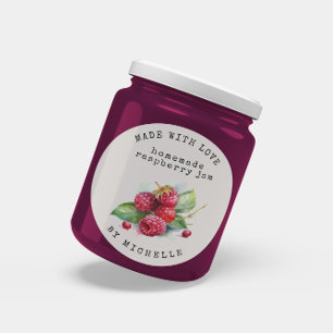 Frambozen Waterverf Jam Label Inmaak Sticker