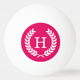 Frambozen Whart Laurel Wreater Initiaal Monogram Pingpongbal