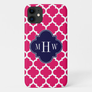 Frambozen WhMarokkaans #5 Navy 3 Initiaal Monogram Case-Mate iPhone Case
