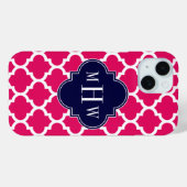 Frambozen WhMarokkaans #5 Navy 3 Initiaal Monogram Case-Mate iPhone Case (Achterkant (horizontaal))