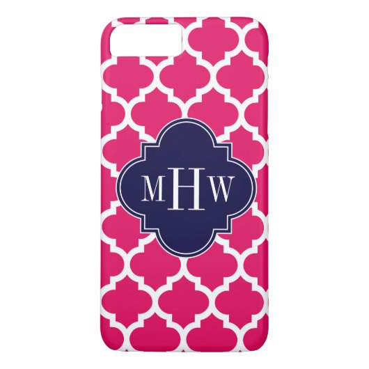 Frambozen WhMarokkaans #5 Navy 3 Initiaal Monogram Case-Mate iPhone Case (Achterkant)