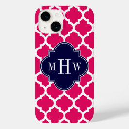 Frambozen WhMarokkaans #5 Navy 3 Initiaal Monogram Case-Mate iPhone Case
