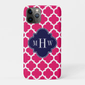 Frambozen WhMarokkaans #5 Navy 3 Initiaal Monogram Case-Mate iPhone Case (Achterkant)