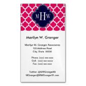 Frambozen WhMarokkaans #5 Navy 3 Initiaal Monogram Magnetisch Visitekaartje (Voorkant Verticaal)