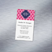 Frambozen WhMarokkaans #5 Navy 3 Initiaal Monogram Magnetisch Visitekaartje (Voorbeeld)