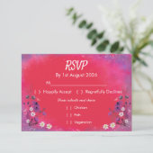 Frambozen Wilde Bloemen - RSVP kaart (Staand voorkant)