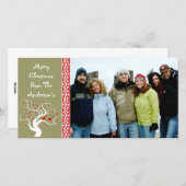 Frambozengewas en snowflake kerst feestdagenkaart (Voorkant / Achterkant)