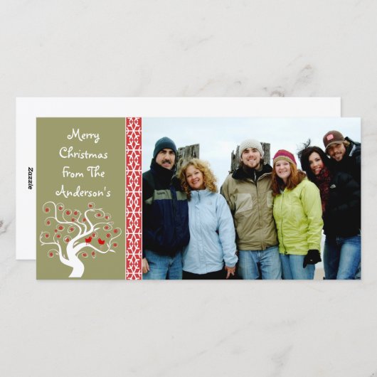 Frambozengewas en snowflake kerst feestdagenkaart (Voorkant / Achterkant)