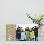 Frambozengewas en snowflake kerst feestdagenkaart (Staand voorkant)