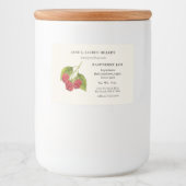 Frambozenjam-etiket met ingrediëntenlijst voedselcontainer etiket (Voorkant)