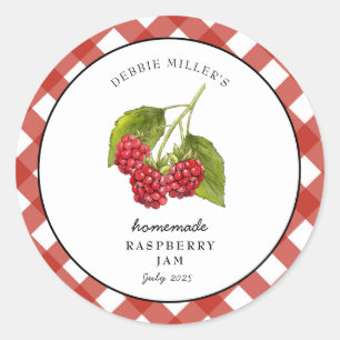 Frambozenjam Gingham Pot Ronde Sticker