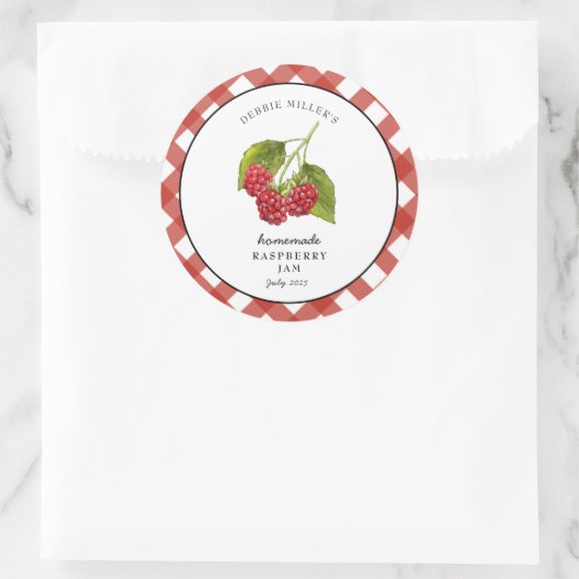Frambozenjam Gingham Pot  Ronde Sticker (Tas)