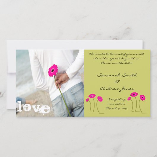 Frambozenknollen op Limoen sparen de datum Save The Date (Voorkant)