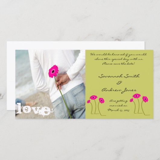 Frambozenknollen op Limoen sparen de datum Save The Date (Voorkant / Achterkant)