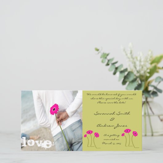 Frambozenknollen op Limoen sparen de datum Save The Date (Staand voorkant)