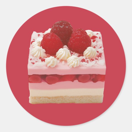 frambozenmuizencake ronde sticker (Voorkant)