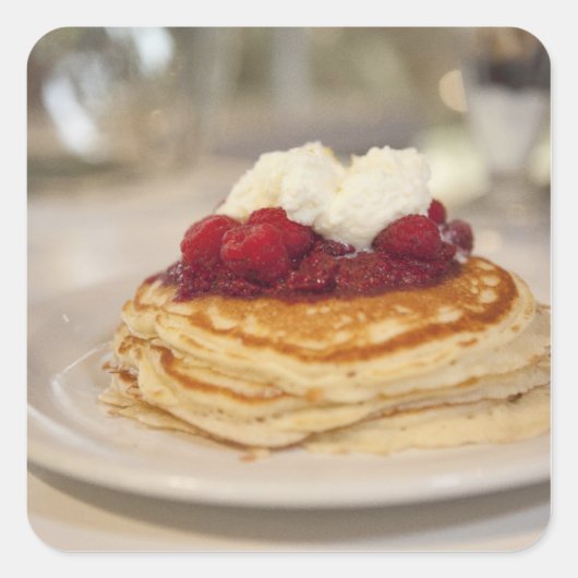 Frambozenpannenkoeken Vierkante Sticker (Voorkant)