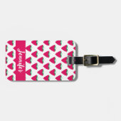 Frambozenpatroon Roze Personaliseerbaar Bagagelabel (Voorkant horizontaal)