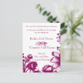 Frambozenpruim fuchsia magenta Paarse bloem Aankondigingskaart (Staand voorkant)