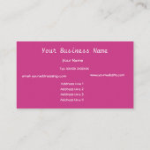 Frambozenroze, groen, zwart Visitekaartje (Achterkant)