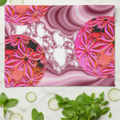 Frambozenroze zicht, Abstracte sneeuwvlokken Theedoek (Gevouwen)