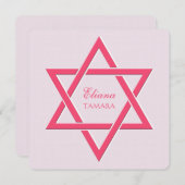 Frambozenster van David Bat Mitzvah Kaart (Voorkant / Achterkant)