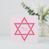 Frambozenster van David Bat Mitzvah Kaart (Staand voorkant)