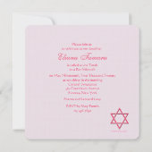 Frambozenster van David Bat Mitzvah Kaart (Achterkant)