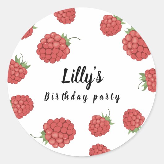 Frambozenverjaardag Ronde Sticker (Voorkant)