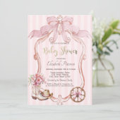 Frame Bow Cowgirl Wester Striped Baby Shower  Kaart (Staand voorkant)