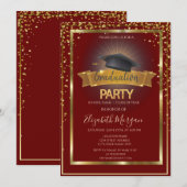 Frame Diamonds Afstudeerhoed Rood  Kaart (Voorkant / Achterkant)