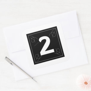 Frame en Flourish Monogram Nummer 2 op Wit Vierkante Sticker