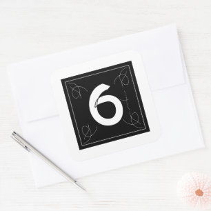 Frame en Flourish Monogram Nummer 6 op Wit Vierkante Sticker