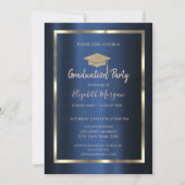 Frame Gold Grad Cap Navy Blue Metallic Kaart (Voorkant)