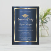 Frame Gold Grad Cap Navy Blue Metallic Kaart (Staand voorkant)