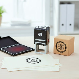 Frame Logo Stamp. Custom Round Brand Business Name Zelfinktende Stempel