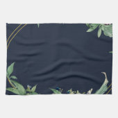 Frame met groene bladeren navy theedoek (Horizontaal)