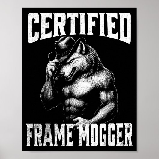 Frame moggen - grappige cringe alfawolf poster (Voorkant)