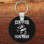 Frame moggen - grappige cringe alfawolf  sleutelhanger (Voorkant)